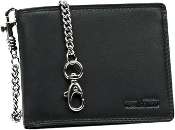 Black Wallet with Chain in High-Quality Leather Landscape Format Biker Wallet with Chain Wallet Wallet Men Black