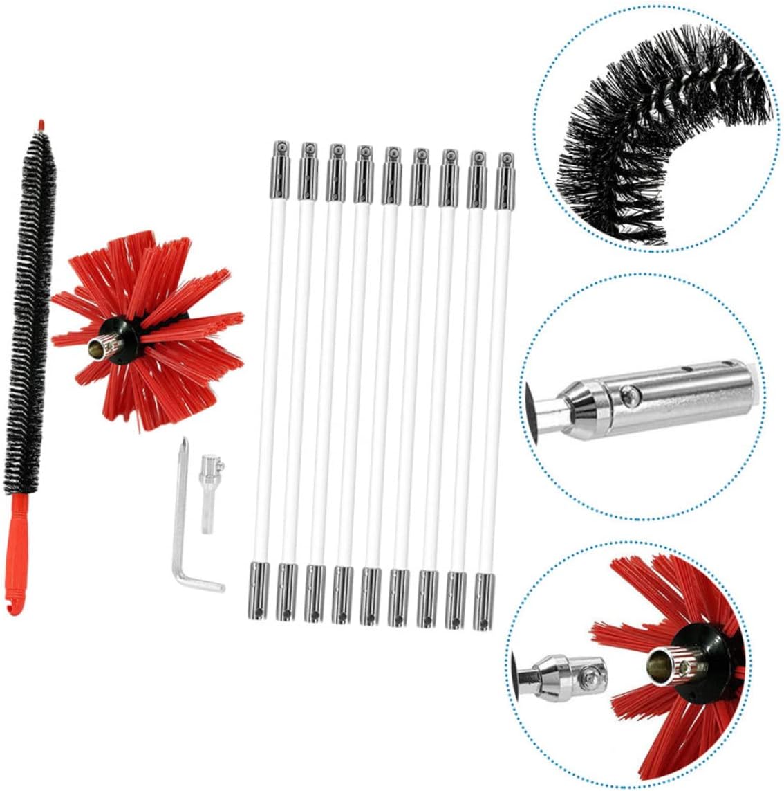 KICHOUSE Dryer Vent Cleaner Kit Pipe Brush Chimney Brush Lint Remover for Dryer Flue Cleaning Tool Accessories