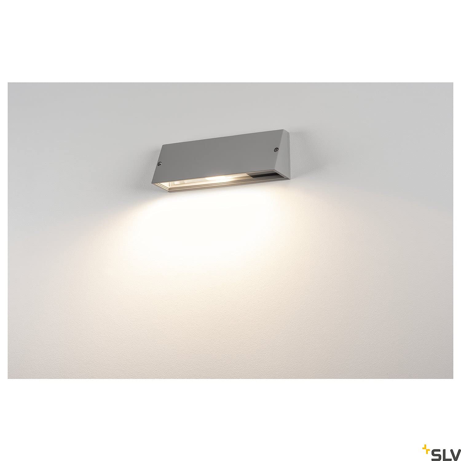 SLV luminaria de superficie de pared PEMA/iluminación para paredes, caminos, entradas, foco led de exterior, luminaria de superficie de exterior, lámpara de jardín / E27 IP65 15 W gris