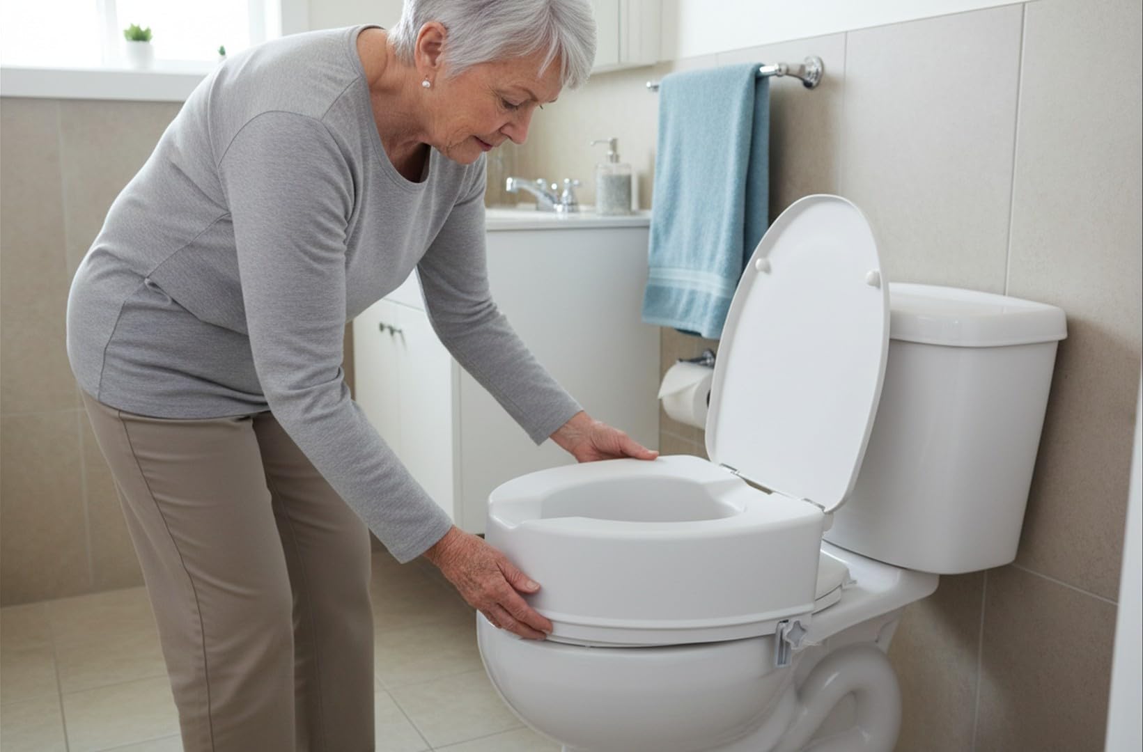 Ausilium Rialzo WC per Adulti e Anziani con Coperchio - Alzawater 15 cm - Sedile WC Rialzato per Disabili e Persone con Mobilità Ridotta - Montaggio Rapido e Facile Pulizia