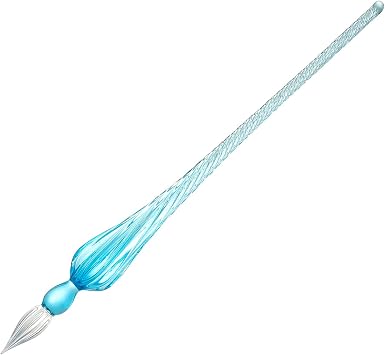 molshine Handmade Glass Dip Pen Crystal Calligraphy Pen Signature Dipped Pen for Artist Women Men Teens,Writing Drawing Decoration Gifts Lake Blue