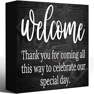 Inspirational Wood Box Sign Wedding Welcome Bags Hotel Wedding Guest Welcome Bag Wedding Wooden Block Signs Desk Decor For Home Office Bedroom Table Gifts 5" X 5"