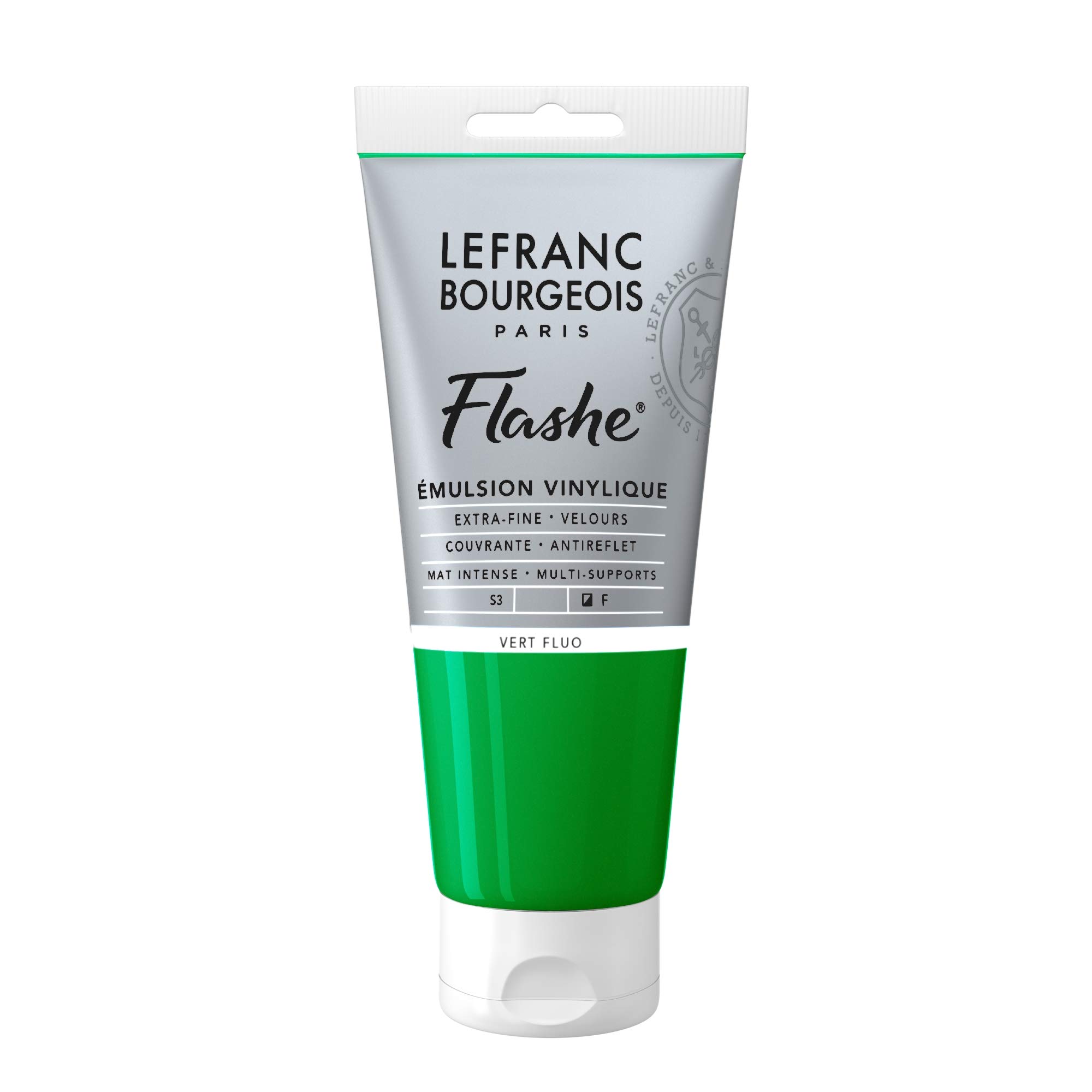 Lefranc Bourgeois Flashe, Extra-Fine Acrylic Vinyl Emulsion, Artists Quality, Fluorescent Green, 80ml Tube