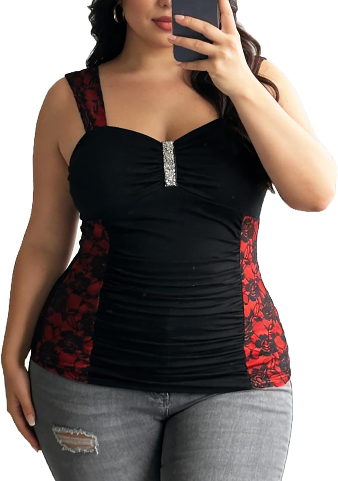 Women's Plus Size Lace up Ribbed Tops Casual T-Shirts Gothic Corset Top