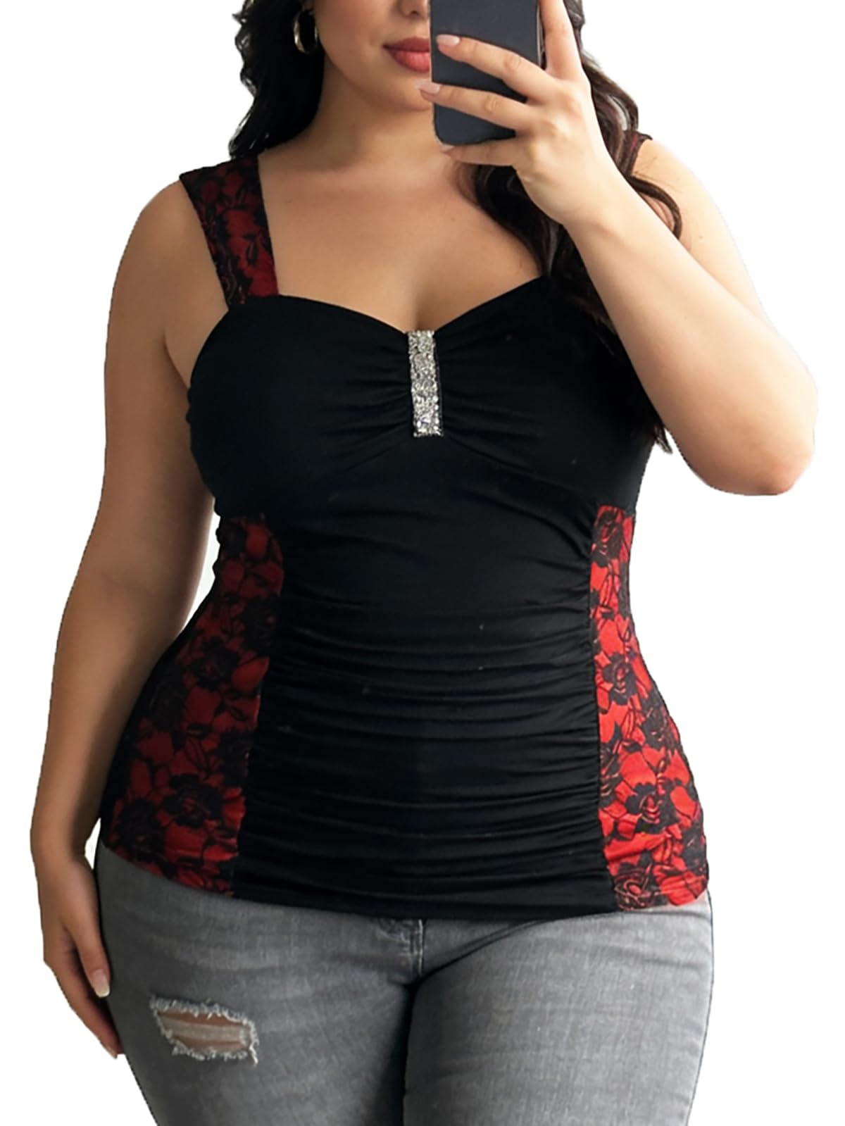 Women's Plus Size Lace up Ribbed Tops Casual T-Shirts Gothic Corset Top
