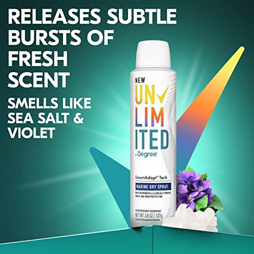 Degree Unlimited Antiperspirant Deodorant Dry Spray Marine 2 Count Long-Lasting Sweat & Odor Protection With Antiperspirant Technology Smartadapt Tech 3.8 Oz #TOP2
