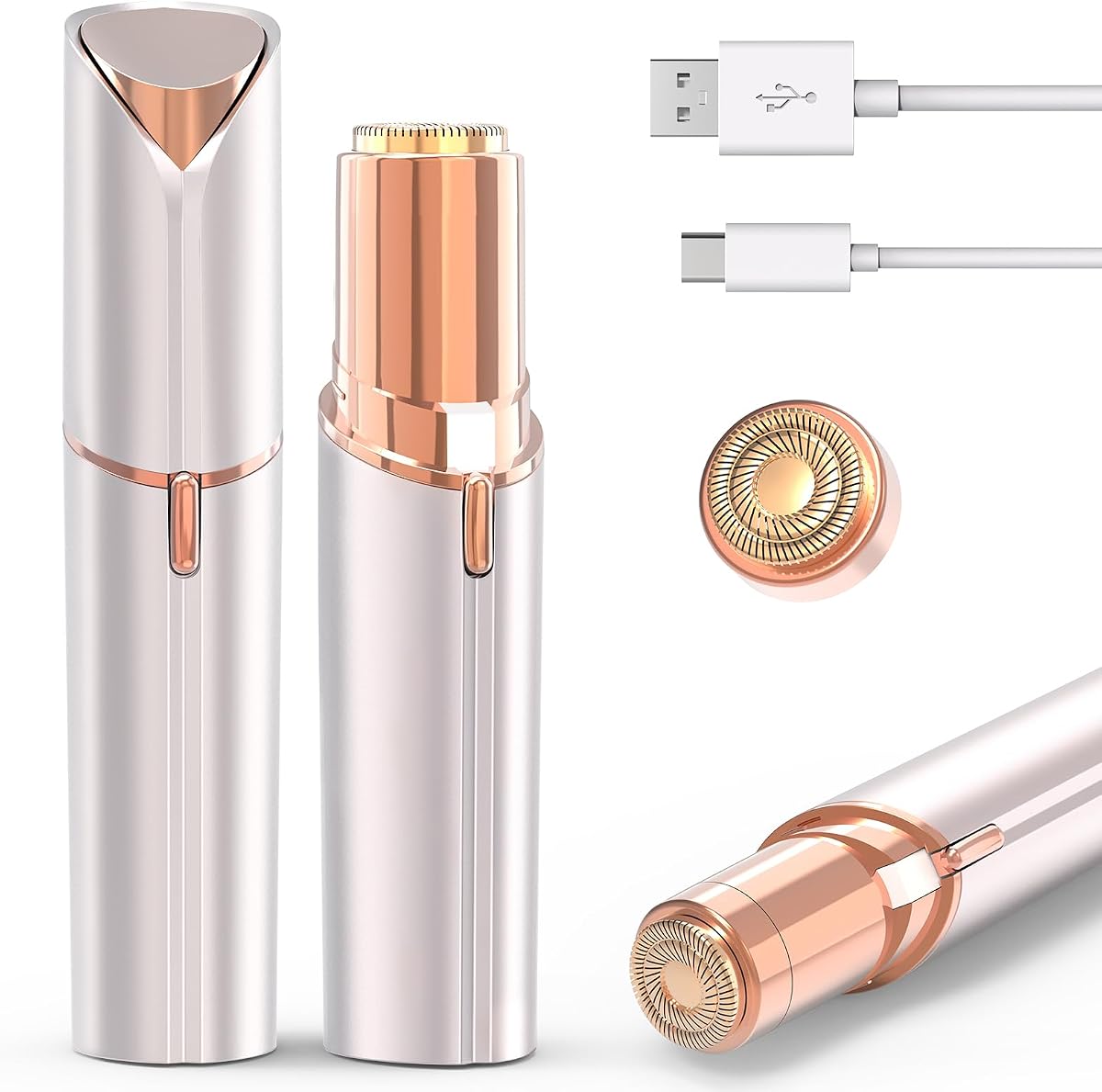 Facial Hair Removal for Women Men, Electric Shaver for Women,Eyebrow & Facial Trimmer,Double Rotating Blades Hair Remover for Upper Lip Chin Peach Fuzz Brow Hair Removal