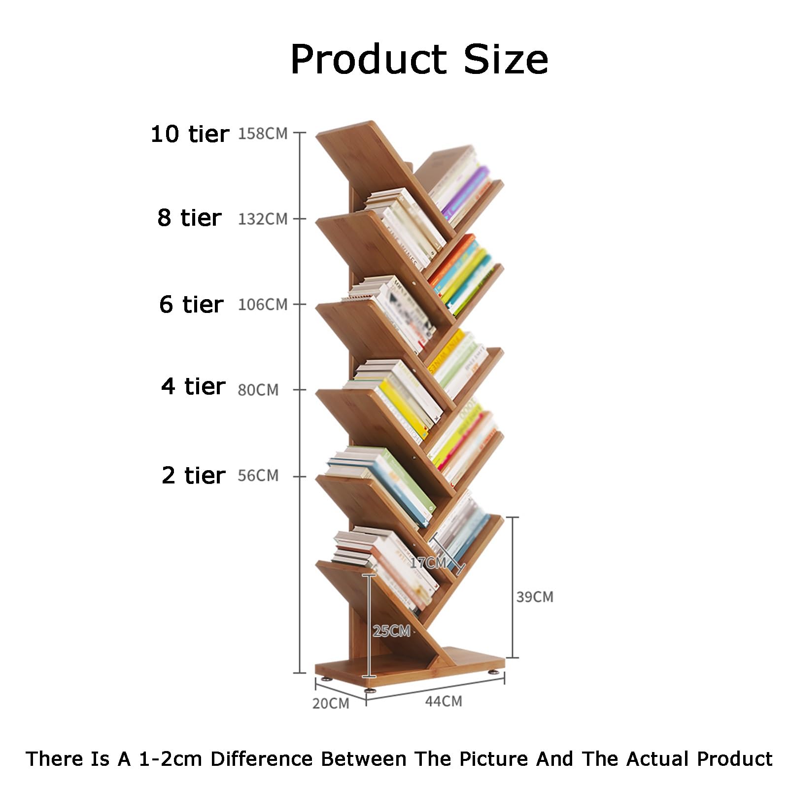 Estantería de bambú para libros, organizador de almacenamiento de varios niveles para sala de estar, dormitorio, oficina en casa, estantes altos para libros y artículos decorativos