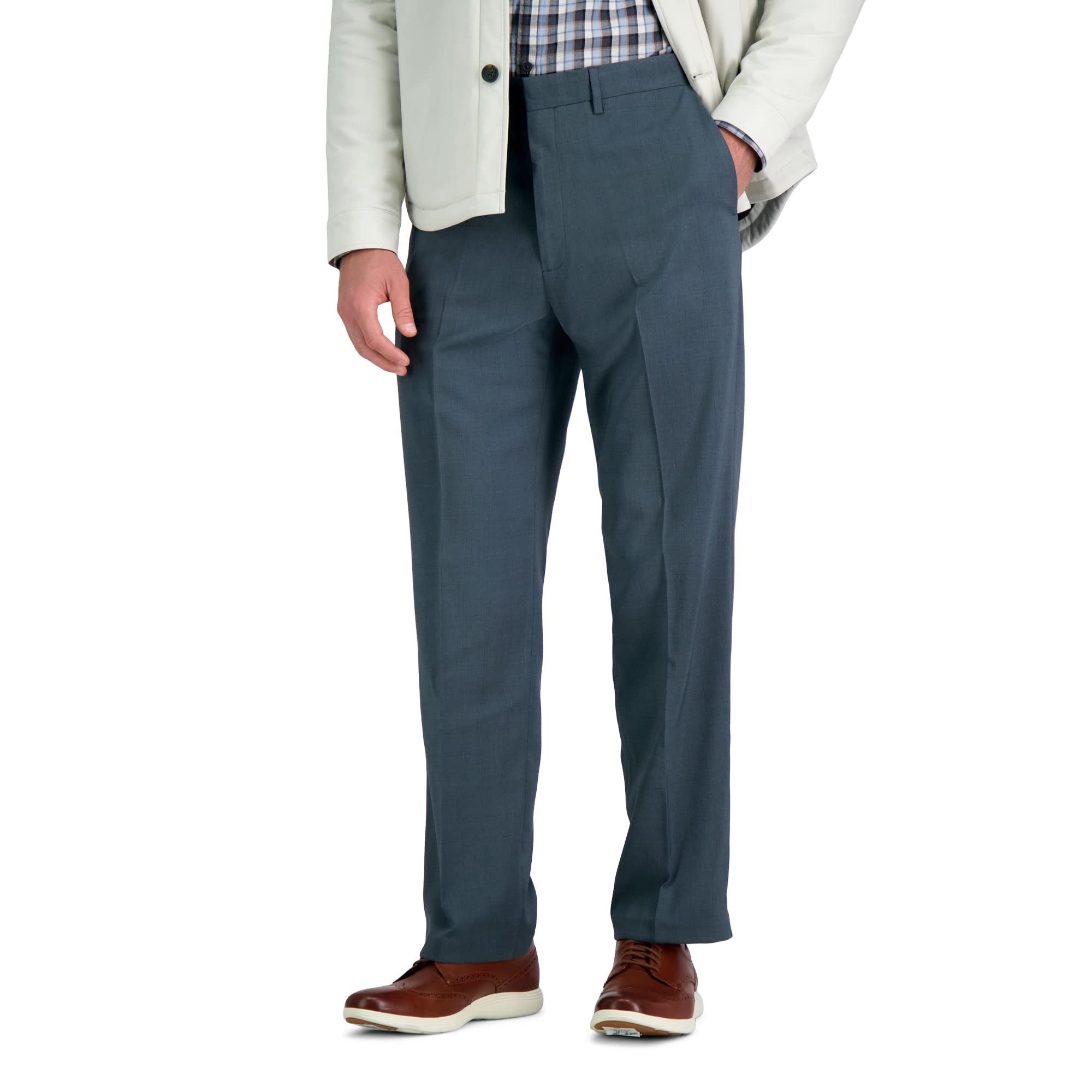 Haggar Premium Comfort Dress Pant - Classic Fit Flat Front Medium Grey
