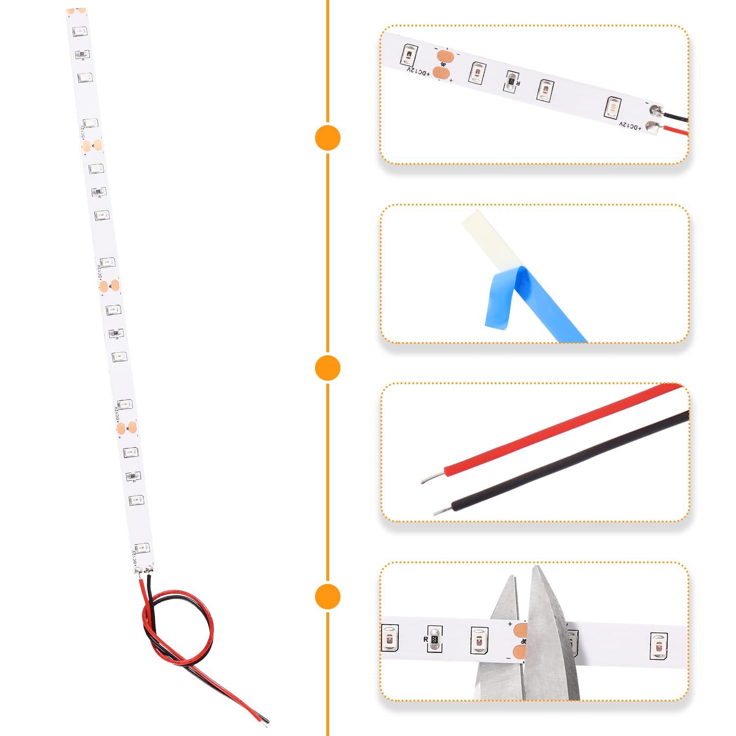 Lyeteung 12 PCS 200mm 12V - 18V Pre Wired Strip, 2835 SMD LED Model Railway LED Lighting, Red, 200mm - 12pcs - Image 3