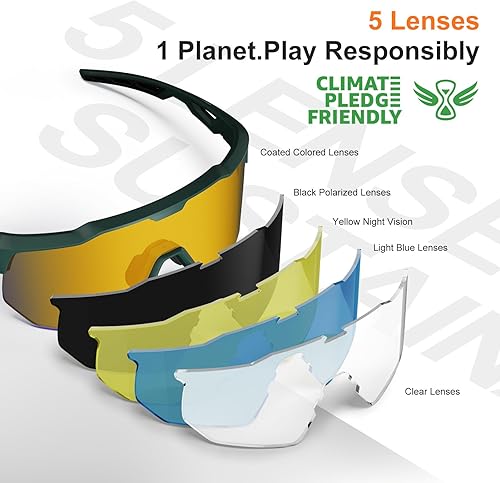 Miniatura 2 de HAAYOT Gafas de sol deportivas polarizadas para hombres y mujeres, jóvenes, béisbol, ciclismo, correr, softbol, ciclismo, 5 lentes