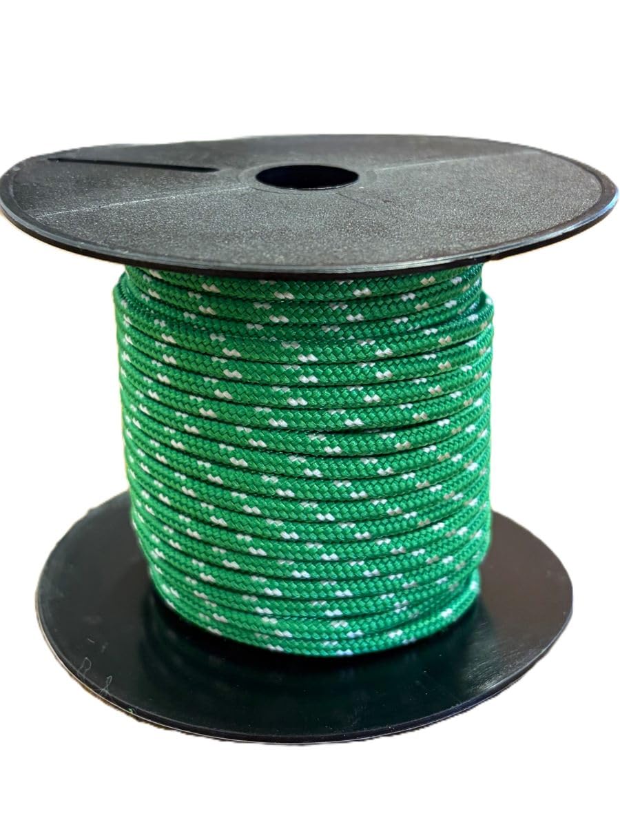 Westward Rope and Wire Braided Polyester Rope, 3mm x 20m, 16 Plait, UV Resistant, 150kg Break Load, Multiple Colours (Green with White Fleck, 3mm x 20m)