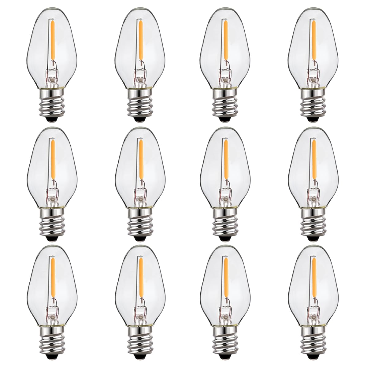 ZwwYvv C7 LED Night Light Bulbs, E12 Candelabra Base 0.6 Watt LED Light Bulbs for Window Candles/Chandeliers/Night Lights,12 Packs, Waterproof,Warm