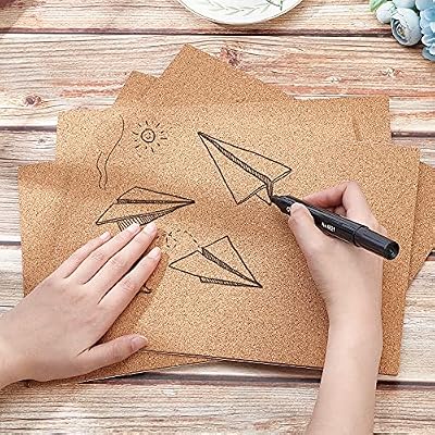 BENECREAT 6 Pack 11.5x8.2 Self-Adhesive A4 Cork Sheets (3mm Thick) Rectangle Coaster Cork Backing Sheets for Wall Decoration, Party