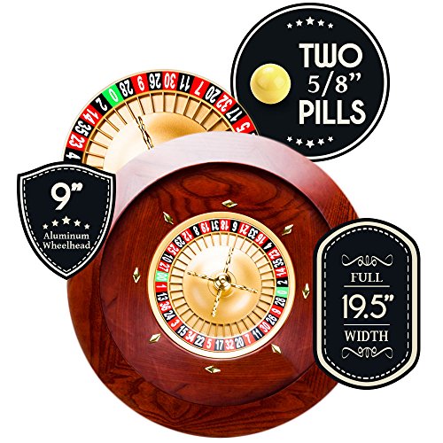 Brybelly Deluxe Wooden Roulette Wheel Set,19.5"- Red/Brown Mahogany With Double-Zero Layout, Casino Grade Precision Bearings, Aircraft Aluminum Dish,Chrome-Plated Brass Turret, Game Night Essential, Model:grou-003 #TOP5