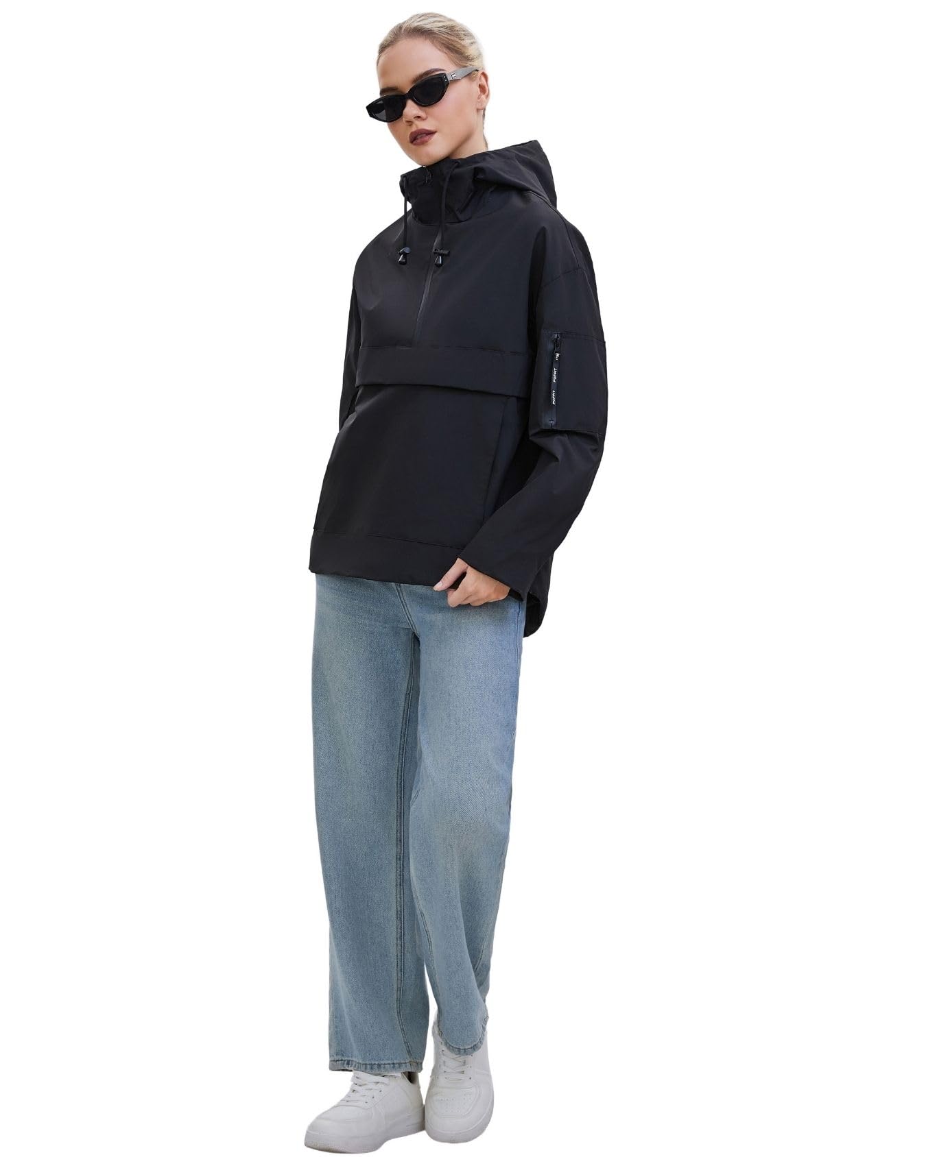 PUFFIT Giacca a vento da donna, leggera, con cappuccio, impermeabile, con cappuccio, perfetta per campeggio e viaggi