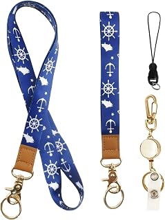 bolimoss Carnival Cruise Lanyard for Ship Cards,Retractable Lanyards for Keys Id Badges, Breakaway Neck & Wrist Lanyards Keychain Set for Women Men Travel