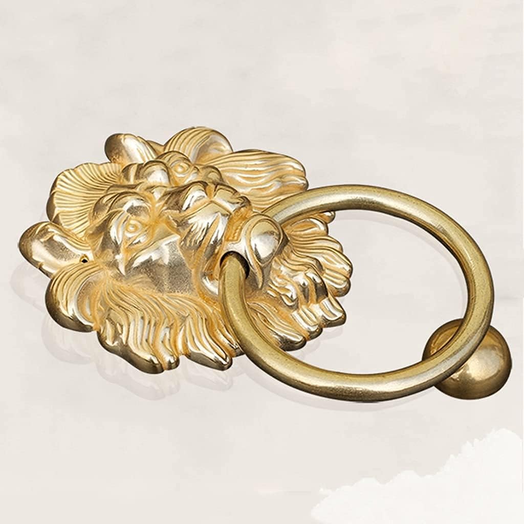 XOUVY Brass Door Knockers Lion Door Knocker Front Door Knockers Antique Door Knocker Striker Plate (Color: Brass Size: 22 * 14.5cm) (Bronze 22 * 14.5cm) (Brass 22 * 14.5cm)