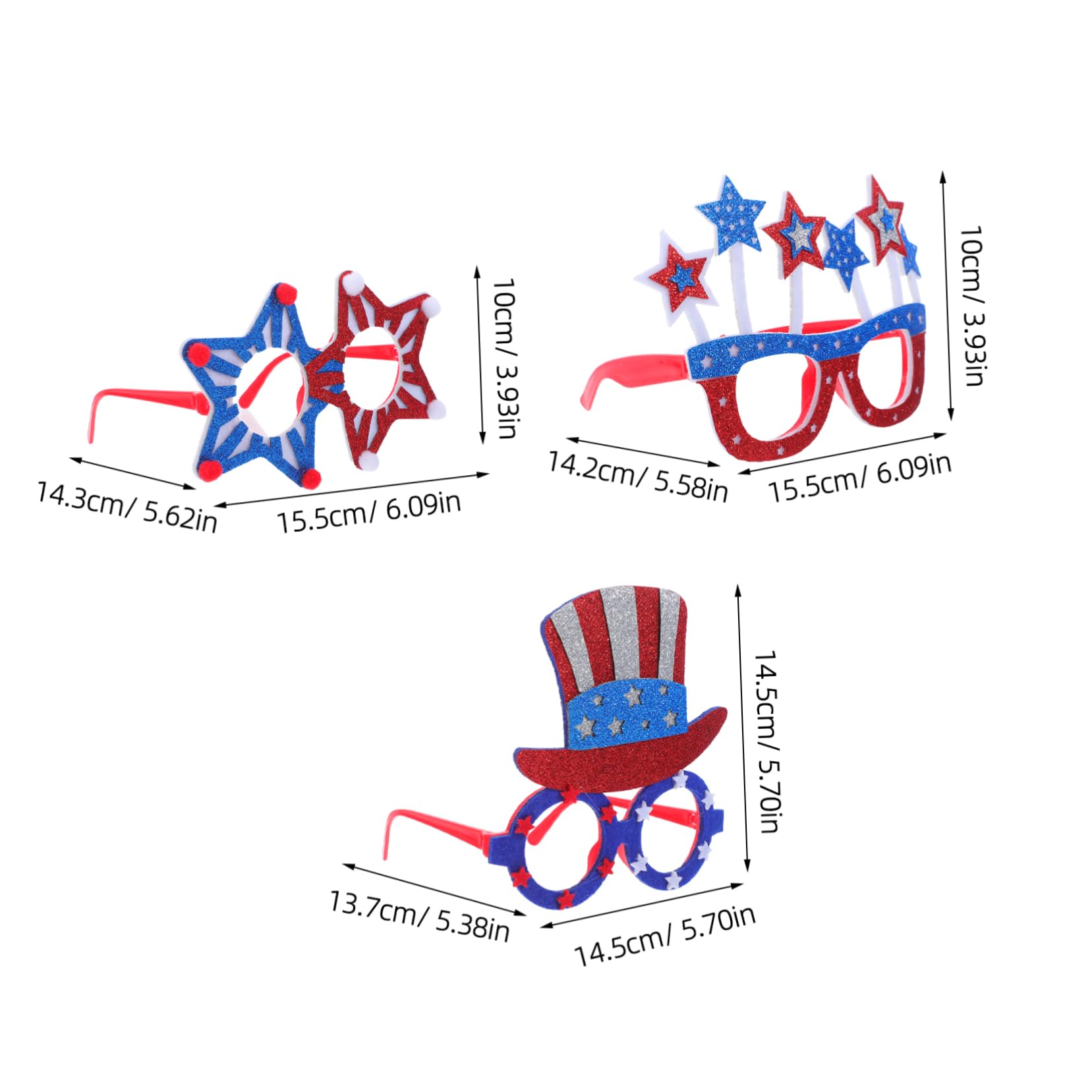 FOMIYES Patriotic 3pcs Pentagram Independence Day Party Props Funny American Flag Glasses for 4th of July Celebration
