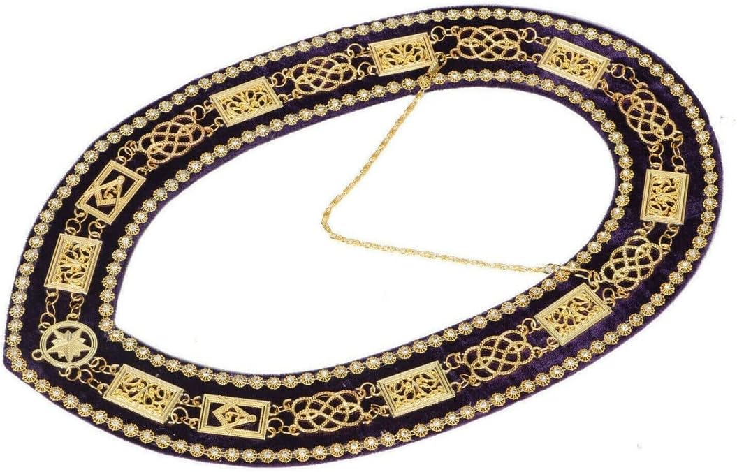 Masonic Grand Lodge Master Mason Apron With Chain Collar purple backing
