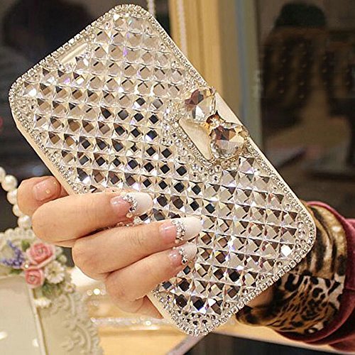 JANDM Compatible with Galaxy S6 Edge Plus case,Bling Crystal Rhinestone Leather Diamond Rhinestone Luxury Flip Wallet Card Skin Case Cover for S6 Edge+ Plus