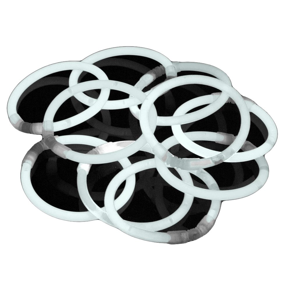 Paquete de 100 pulseras Glowhouse Premium Glow Stick colores individuales (blanco)