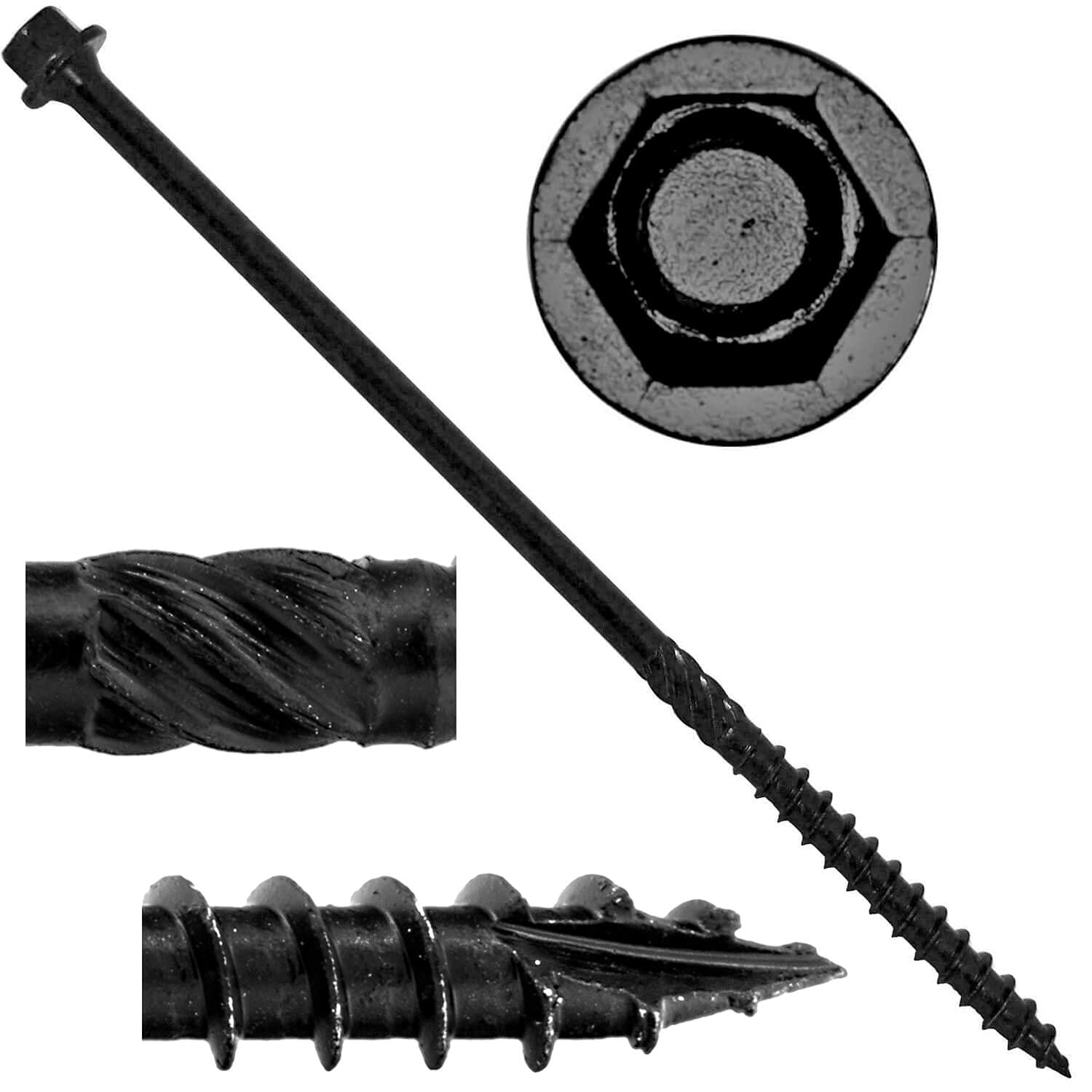 14 X 6 Heavy Duty Black Timber/Log/Landscaping Wood Screws Exterior