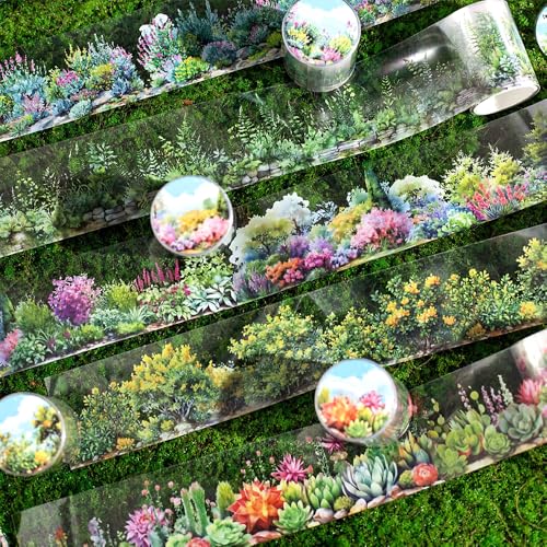 Cintas washi de PET transparente para decorar álbumes de recortes y diarios de flores vintage