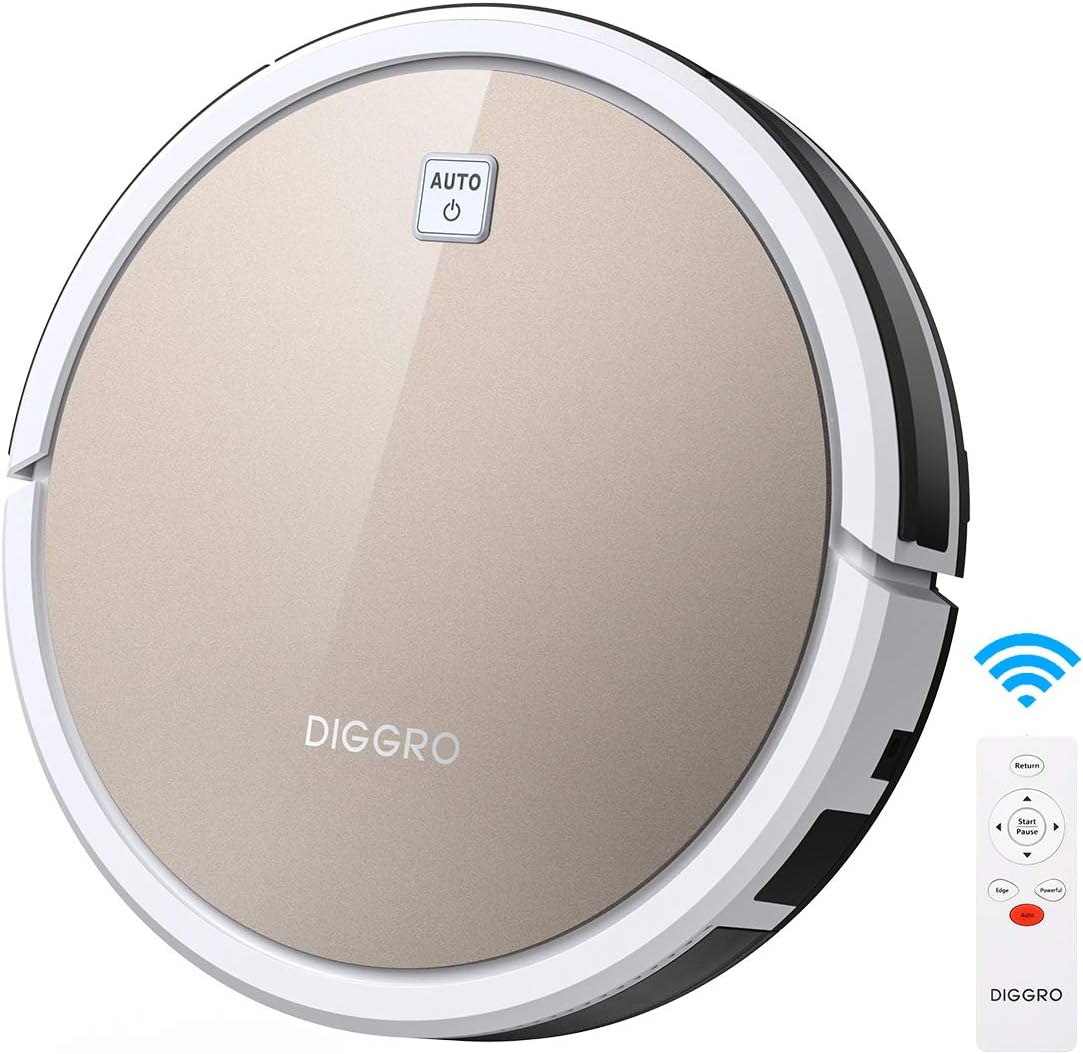 DIGGRO D600- Robotic Cleaner with High Power Suction (4 Cleaning Mode, 1100Pa, Automatic Self-Charging, Suitable for Animal Hair and Carpet)