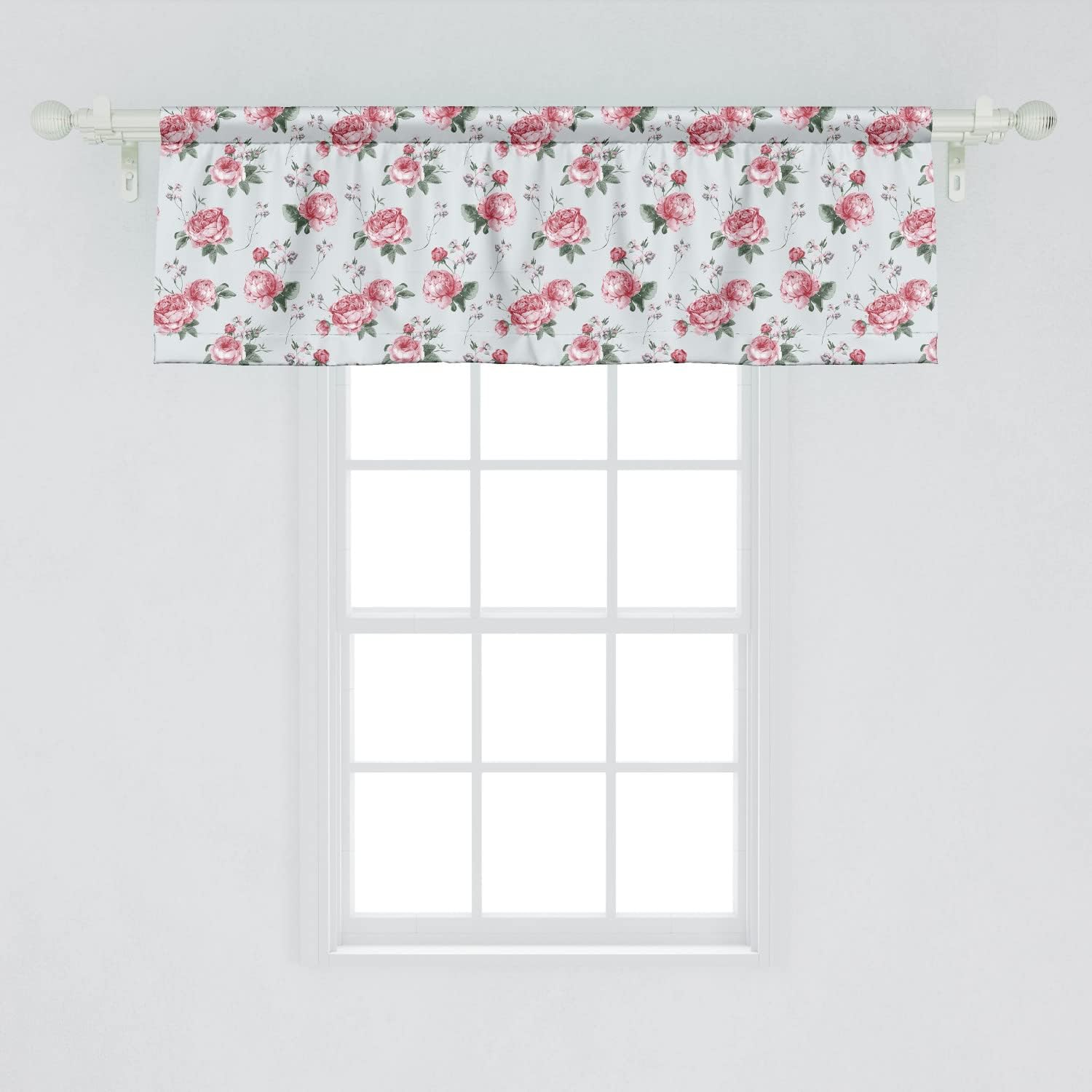Ambesonne Rose Window Valance Pack of 2, Blooming English
