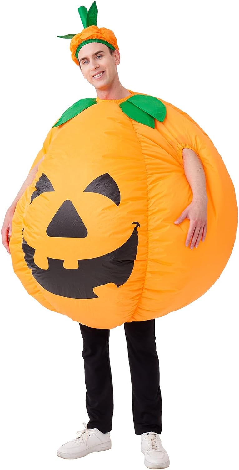 IHGYT Pumpkin Inflatable Costume Blow up Costume Orange Fancy Dress Adult Jumpsuit Halloween Cosplay Outfit Gift - Image 2