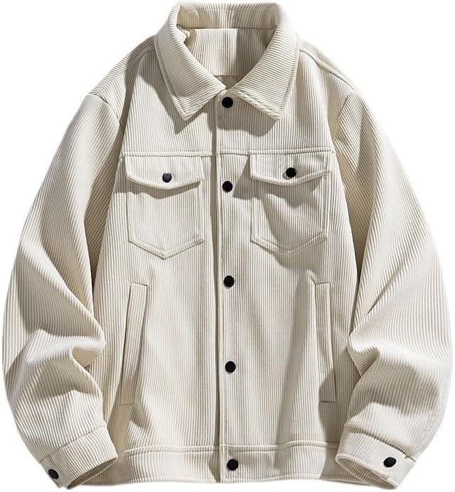 Mens Casual Workwear Jackets American Style Loose Fit Utility Cargo Lightweight Spring Fall Coats
