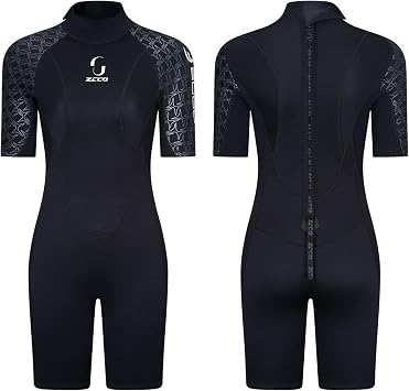 Mens 3mm Shorty Wetsuit Womens Full Body Diving Suit Back Zip Dive Skin for Diving Canoe Spearfishing Surfing Snorkeling Swimming Suits