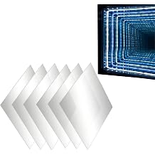 6 Pack Acrylic Two Way Mirror Sheets, 12'' x 12'' See-Through Mirror Panels 15% Transparent for Infinity Mirror Project, DIY Art and Creative Light Magic Projects