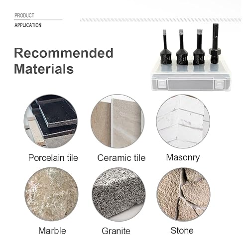 Miniatura 4 de SHDIATOOL Brocas de diamante para azulejos, sierras de agujero de porcelana para ladrillo de mármol de cerámica con adaptador SDS (diámetro 680.394