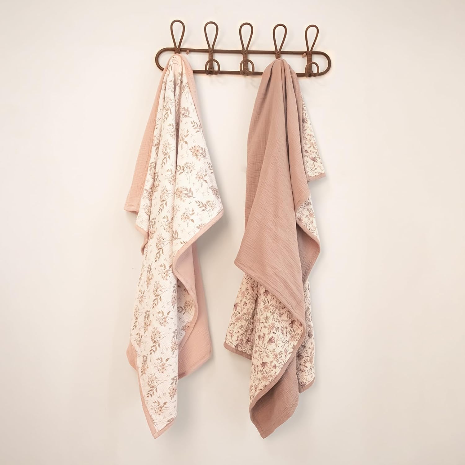 lulumoon Muslin Baby Blanket for Girl: Lightweight Cotton for Newborns - Soft Nursery Blanket for Stroller 47"×47"（Pink Floral） - Image 3