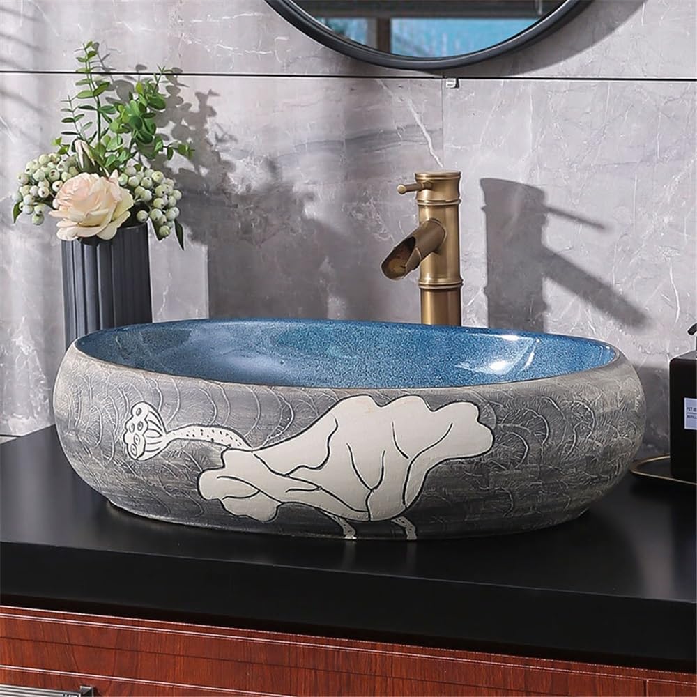 Umywalka Nablatowa Do Łazienki Umywalka Nablatowa Do Łazienki W Stylu Retro Umywalka Nablatowa Ceramiczna Umywalka Artystyczna Umywalka Nablatowa