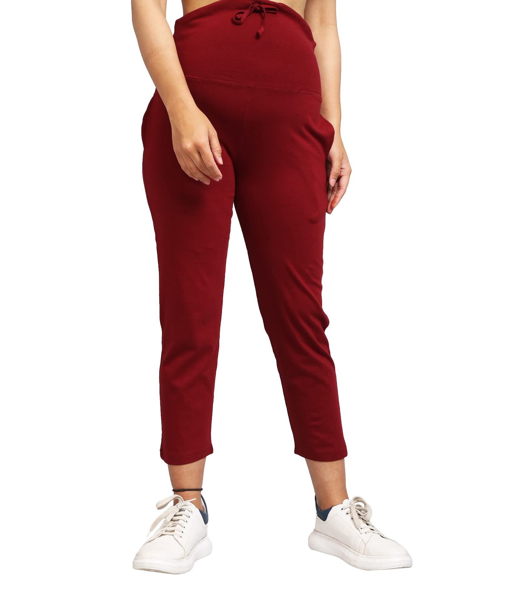 Maternity Comfort Cotton Beige Pants Women - Pregnancy Pants Over-Belly Design and Elastic Waistband - Ideal Gift for Women and All Mums-to-Be-image-23