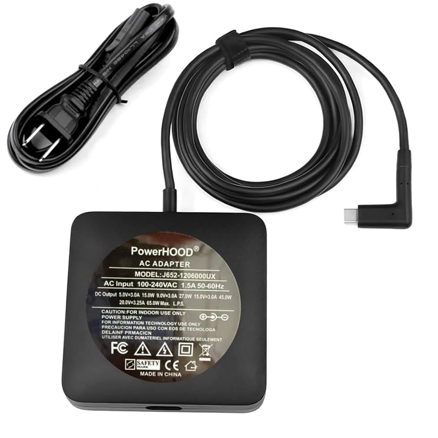 Amazon.com: PowerHOOD 65W AC/DC Adapter USB C Power Cord