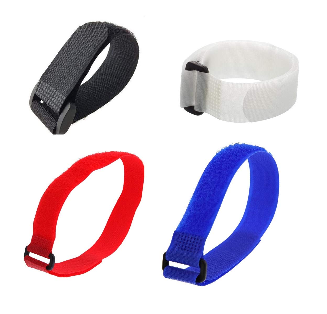 VARDHMAN Cable Tie Organizer, 15 inches, Hook and Loop, Nylon, Black, Red, White, Blue (Pack of 12)-image-37