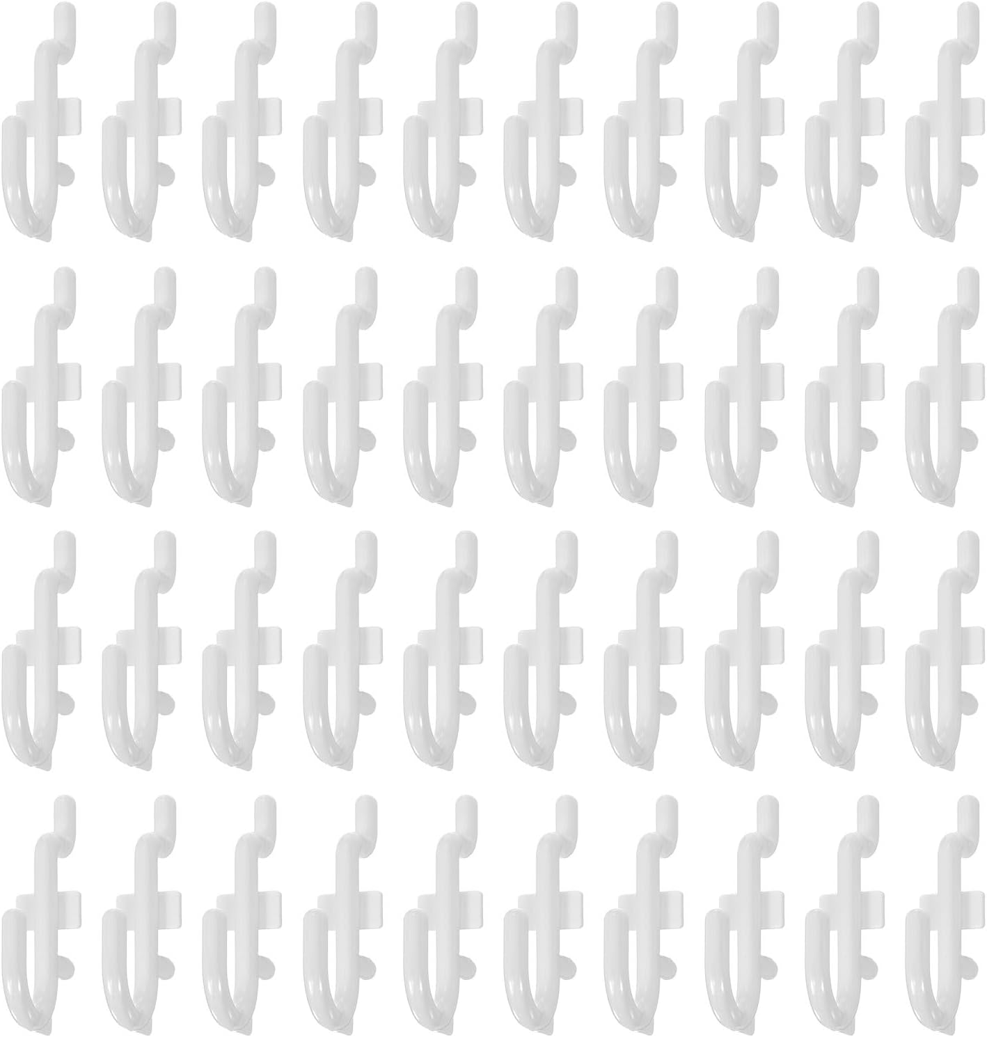 HARFINGTON 500pcs Pegboard Shelving Hooks J Style 1.39" Plastic Peg Board Display Hook Hanging Holders Wall Mount Organize Tools for Workbench Garage Kitchen Store, White