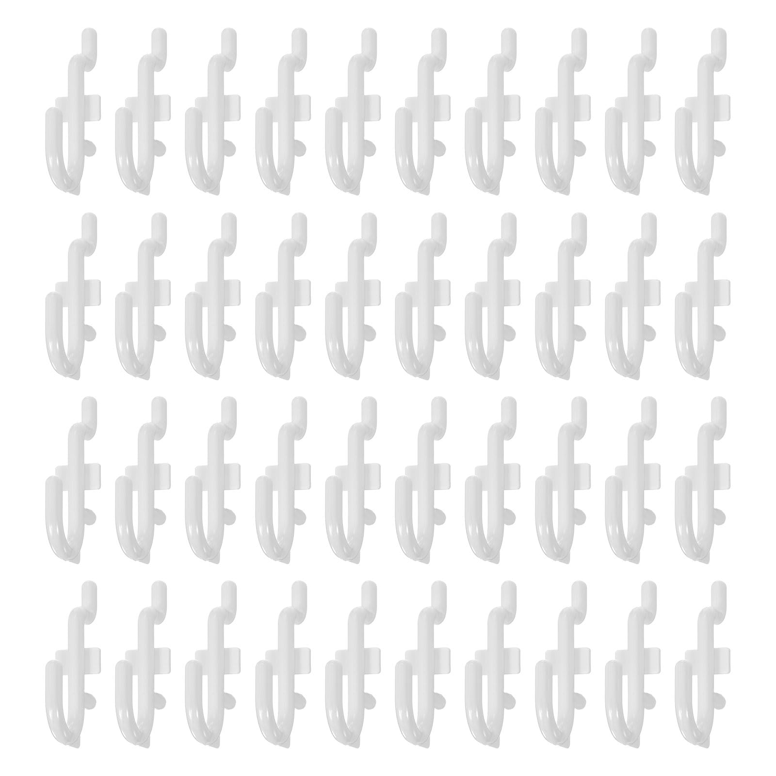 sourcing map 100pcs Pegboard Shelving Hooks J Style 1.39" Plastic Peg Board Display Hook Hanging Holders Wall Mount Organize Tools for Workbench Garage Kitchen Store, White