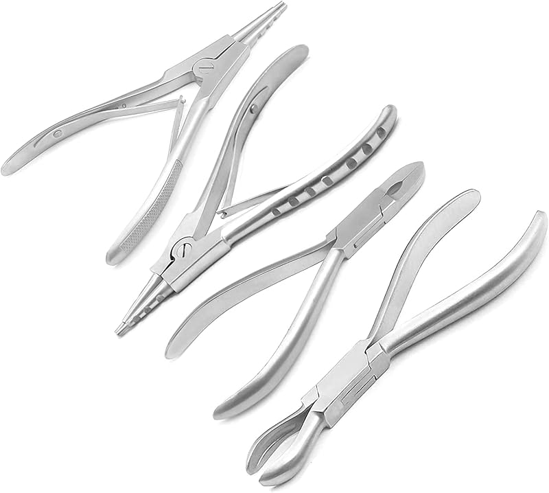 Kit de pinças para piercing GS Online em aço inoxidável, abertura e fechamento de anéis, 1 unidade