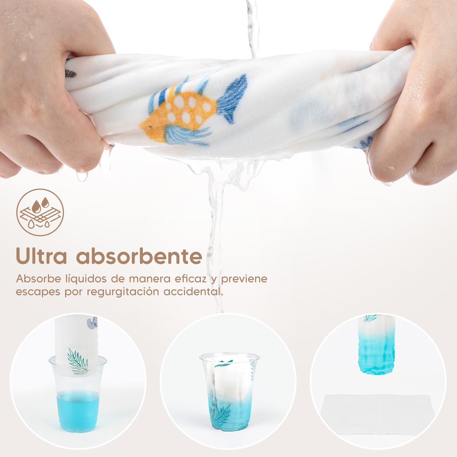 Maliton Muselinas Bebe Algodon,6 Piezas 50 * 25cm Muselinas Bebe,6 Capas De AbsorcióN De Agua Y Suavidad Gasas para Bebes,Piel Sensible para ReciéN Nacidos, Set De Regalo
