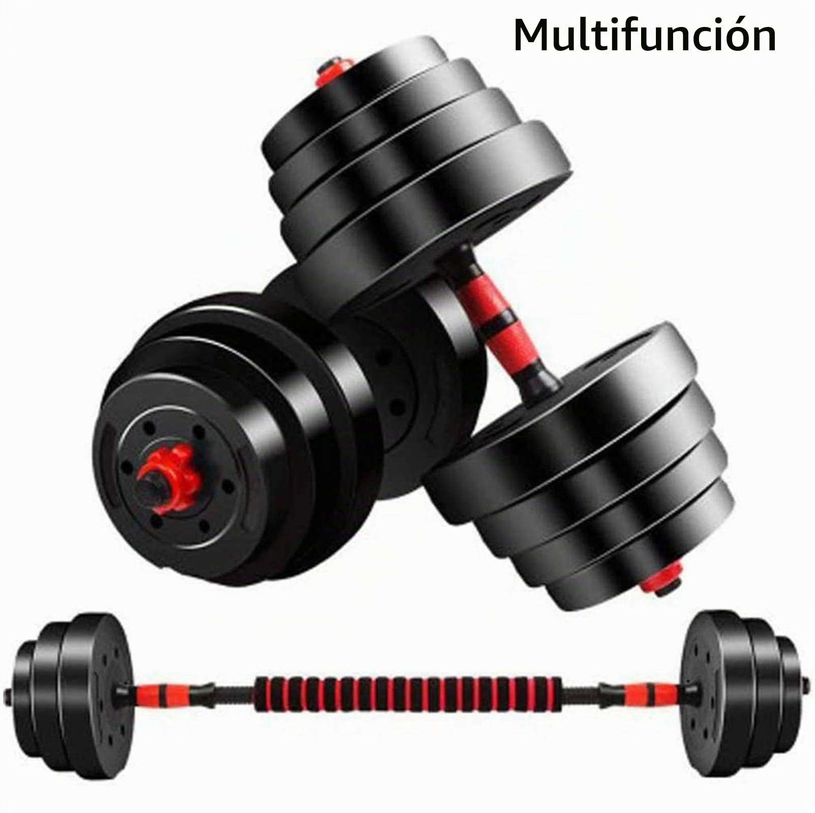 VVSUN Barras de mancuernas ajustables para levantamiento de pesas – 2 barras de 40 cm y 1 x 40 cm bielas para gimnasio y hogar