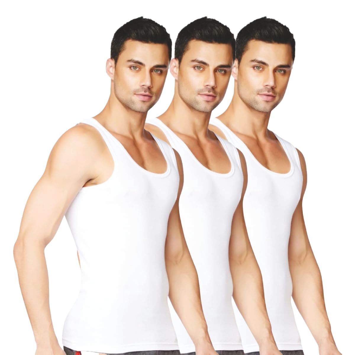 Athul Premium Men's Combed Cotton Vest (Pack of 3, White RN, 2XL, 100cm, Sleeveless Regular Fit)-image-13