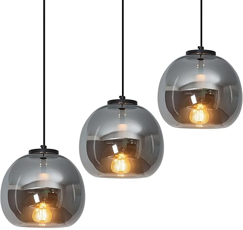 Miniatura 15 de Luces colgantes de vidrio rojo para isla de cocina, lámpara colgante dorada, lámpara colgante de globo de vidrio, iluminación colgante moderna para