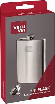 VacuVin Hip Flask & Funnel Brushed Steel