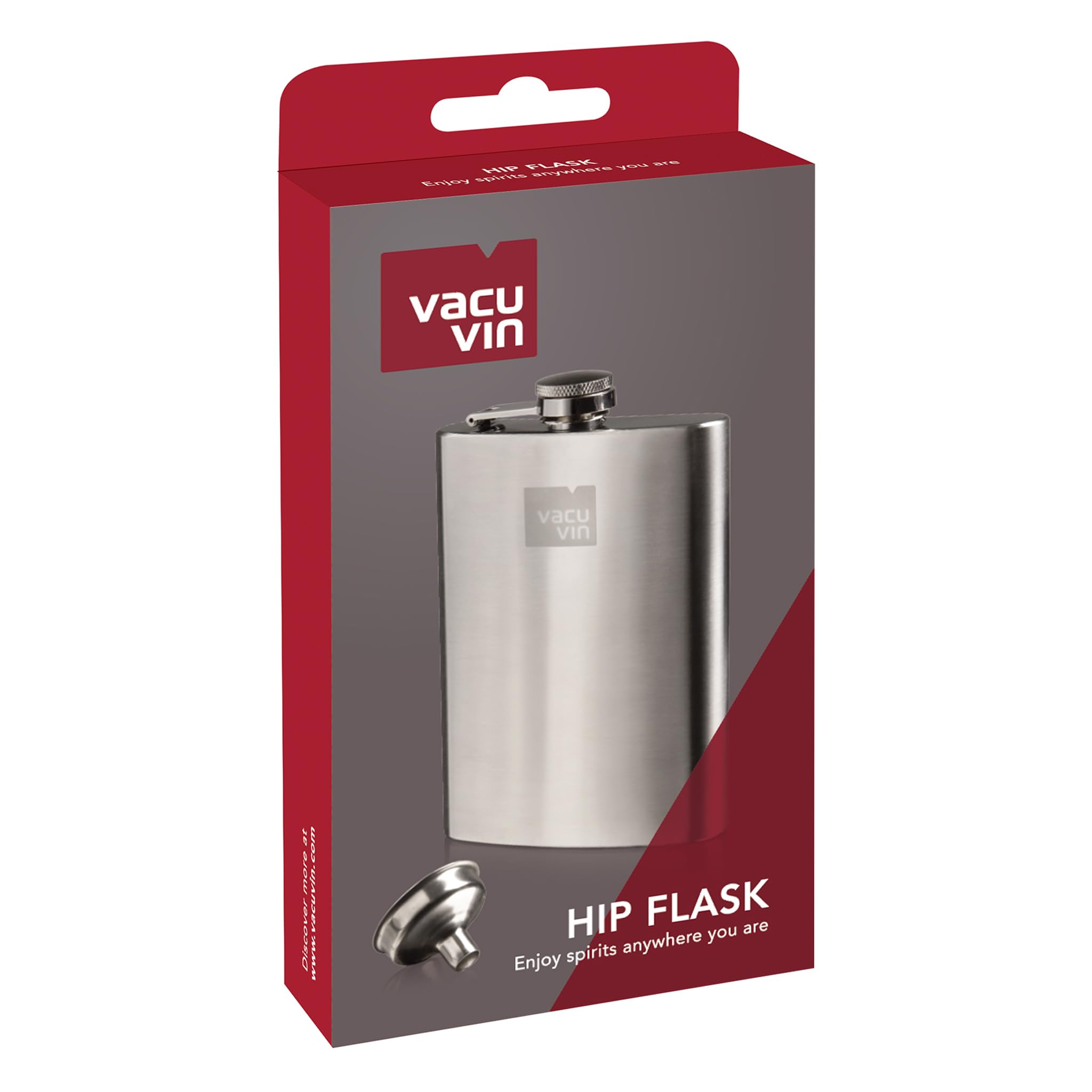 Vacu Vin cep şişesi ve huni fırçalanmış çelikten