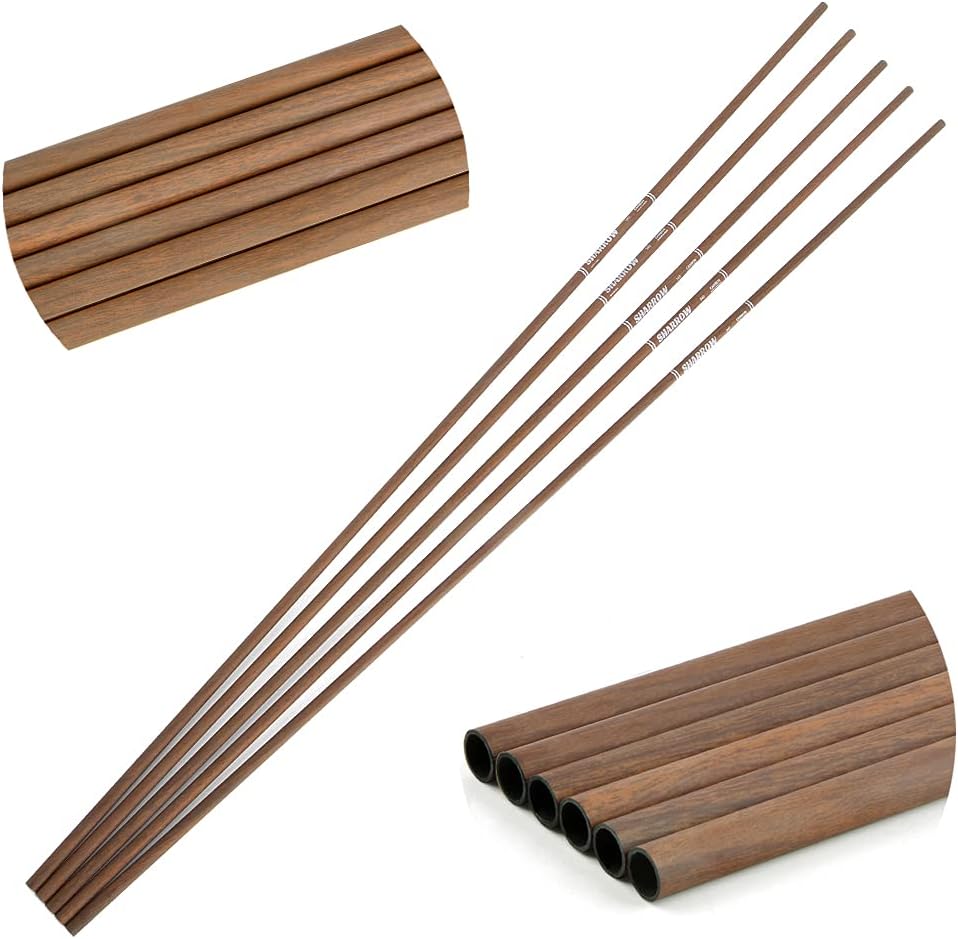 ZSHJGJR 31 Inch 6.2mm Archery Pure Carbon Hunting Arrow Shaft Tubes Spine 340 400 500 600 for DIY Hunting Arrows Bare Raw Shaft Recurve Bow Compound Bow Shooting 6/12/24pcs